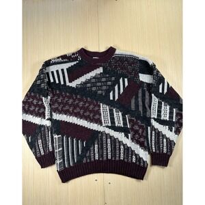 Vintage Upper Body Sweater Mens XL Multicolor Geometric 100% Cotton Knitted